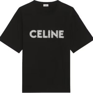 Celine Loose Studded T Shirt Black