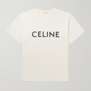 Crystal Logo Print Cotton Celine T shirt