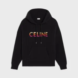 CELINE EMBROIDERED HOODED SWEATER IN RIBBED WOOL